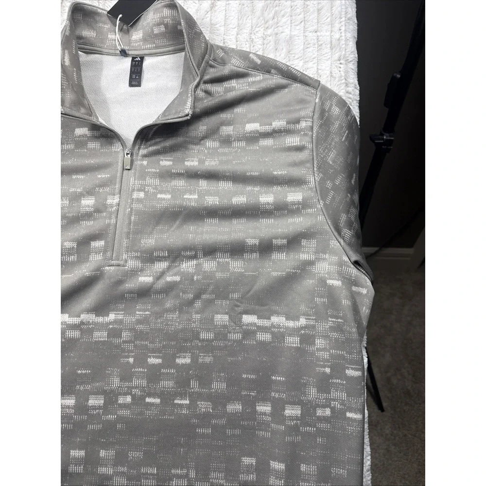 NWT Adidas Core Printed 1/4 Zip Golf‎ Pullover Men's Size Large JJ1717 Beige NWT